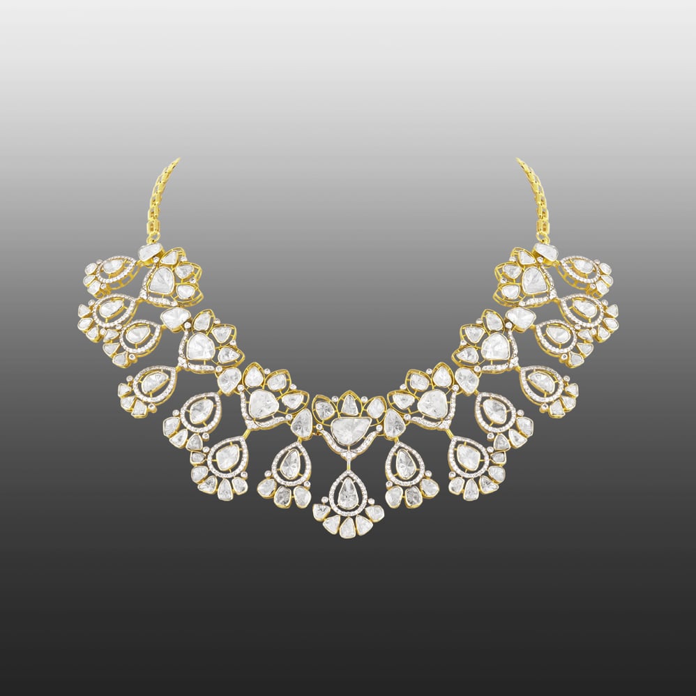 Polki Necklace with Pear & Teardrop Polki Diamond